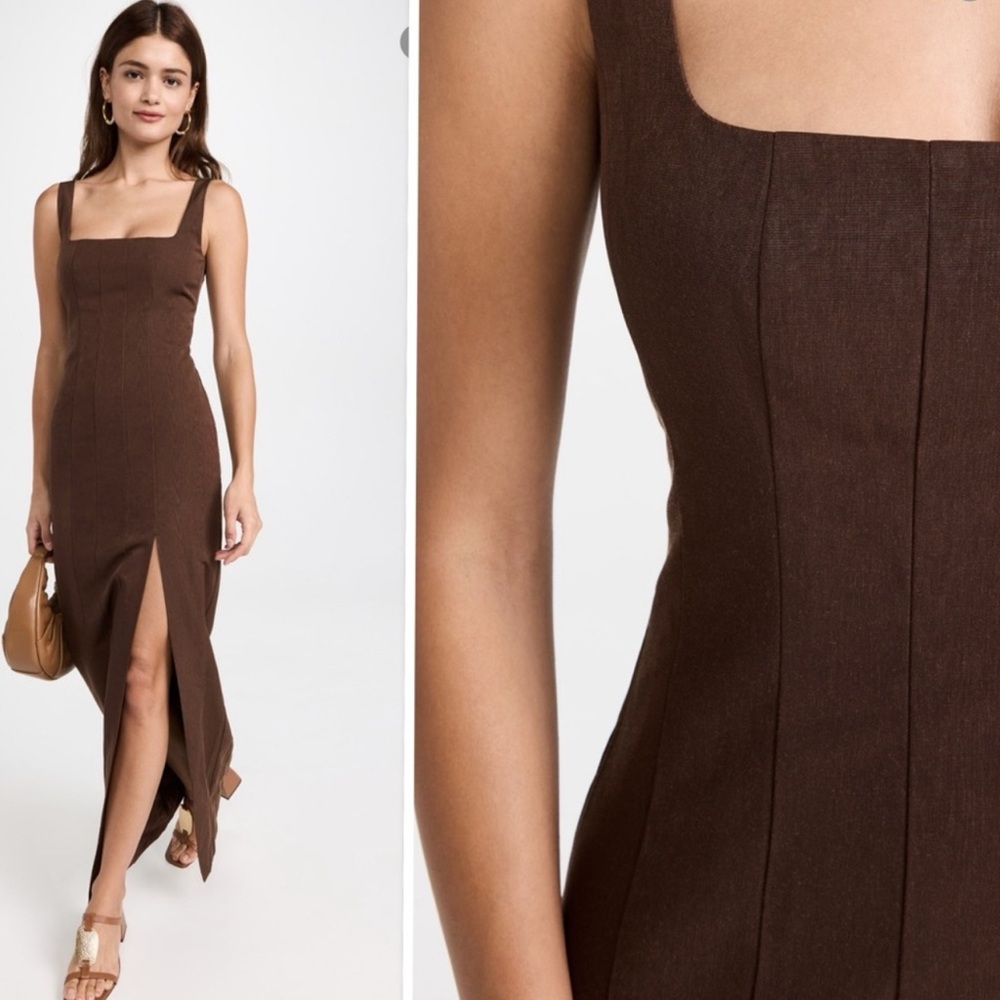 Staud Portrait Maxi Dress Gown Chocolate Brown Size 4 - Picture 3 of 13